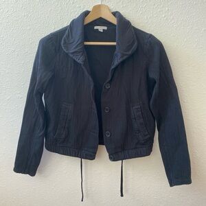 James Perse Black Cropped Utility Jacket Classic Collar